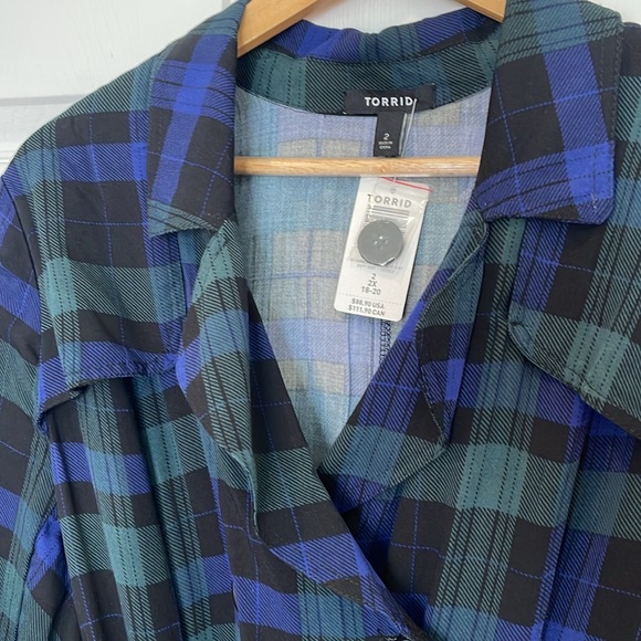 Torrid Plaid Double-Breasted Trench Jacket / Dress size 2 - Picture 9 of 15